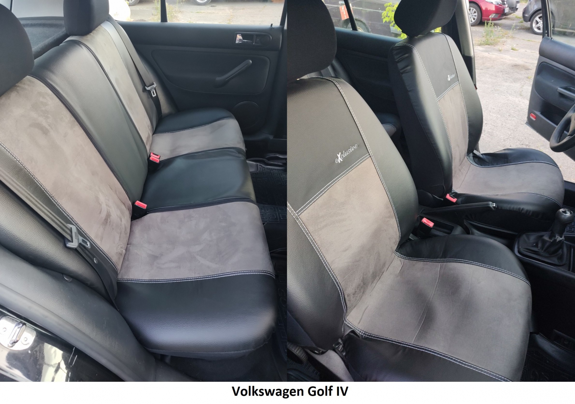 Високоякісні авточохли на сидіння Pok-ter Exclusive для Volkswagen Golf IV (1997-2006) з сірою вставкою екошкіра: захист та стиль для вашого автомобіля