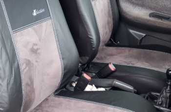 Чохли на передні сидіння для Daewoo Nexia 1995-2016 Pok-ter еко шкіра з алькантарою Exclusive сірі - Комфорт і Стиль Вашого Автомобіля