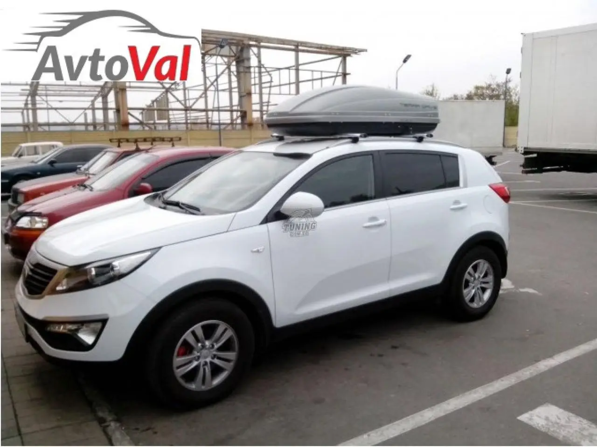Автобокс на дах автомобіля Terra Drive 440 сірий матовий двосторонній