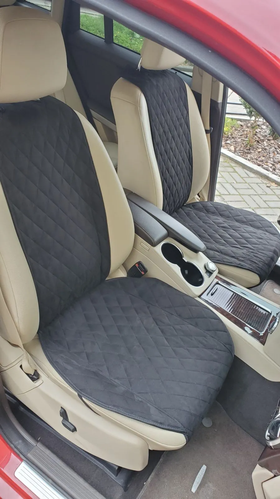 Автомобильные накидки на передние сиденья с алькантарой Prestige серого цвета