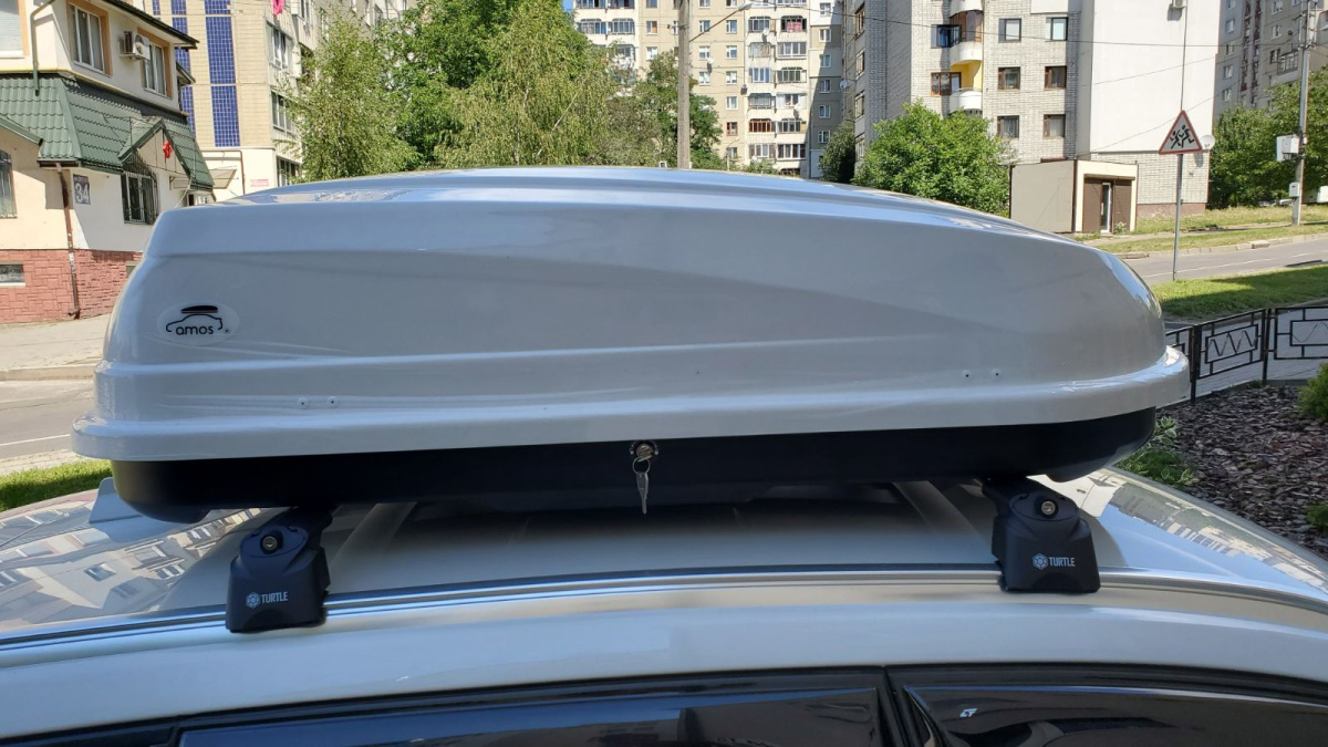 Автобокс на дах автомобіля Amos Travel Pack 400 White