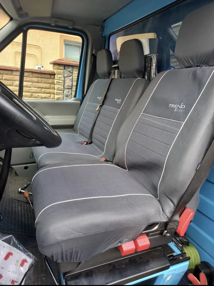Чехлы на передние сиденья для Mercedes Vito W639 (2003-2014) Pok-ter эко кожа с алькантарой Exclusive красный