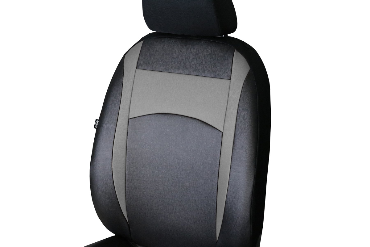 Універсальні авточохли на сидіння з екошкіри Pok-ter Design Leather з сірою вставкою