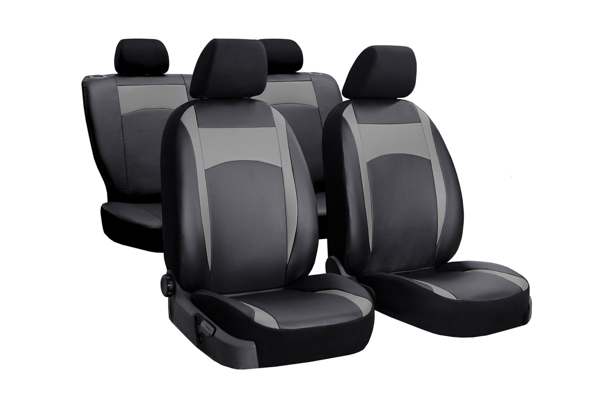 Універсальні авточохли на сидіння з екошкіри Pok-ter Design Leather з сірою вставкою