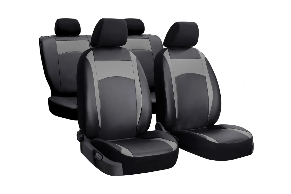 Універсальні авточохли на сидіння з екошкіри Pok-ter Design Leather з червоною вставкою