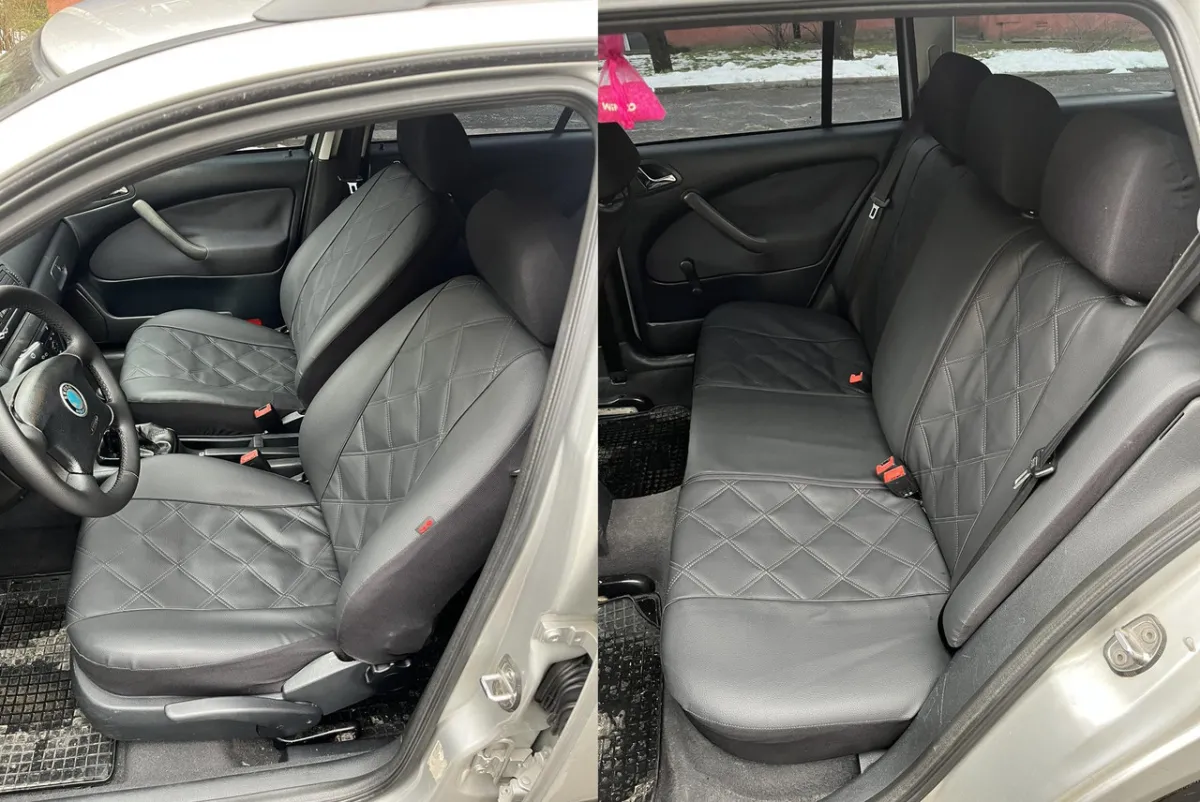 Авто чехлы из эко кожи Ford Mondeo 1993-1996 Pok-ter ELIT Premium с черной вставкой