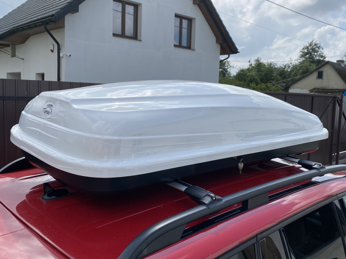 Автобокс на дах автомобіля Amos Travel Pack 420 White