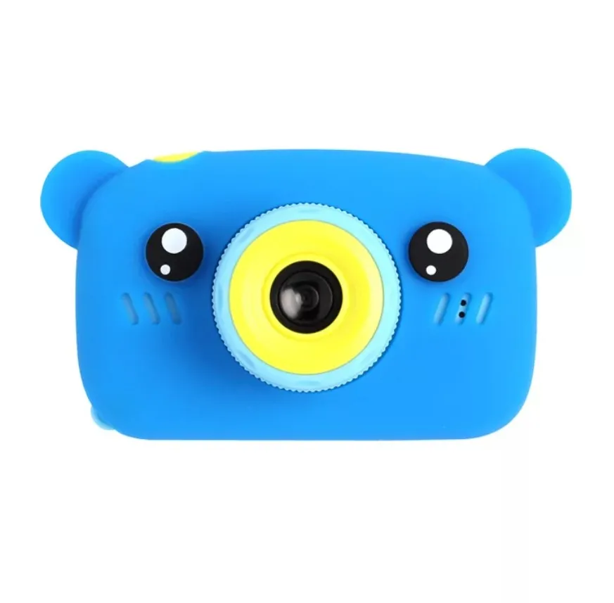 Детский цифровой фотоаппарат мишка Baby Photo Камера Bear с автофокусом X-500 Голубой противоударный с рамками для фото и играми 
