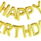 Фольгированные надувные шары буквы гирлянда Happy Birthday Gold Золото высота 40 см