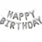 Фольгированные надувные шары буквы гирлянда Happy Birthday Silver Серебро высота 40 см 