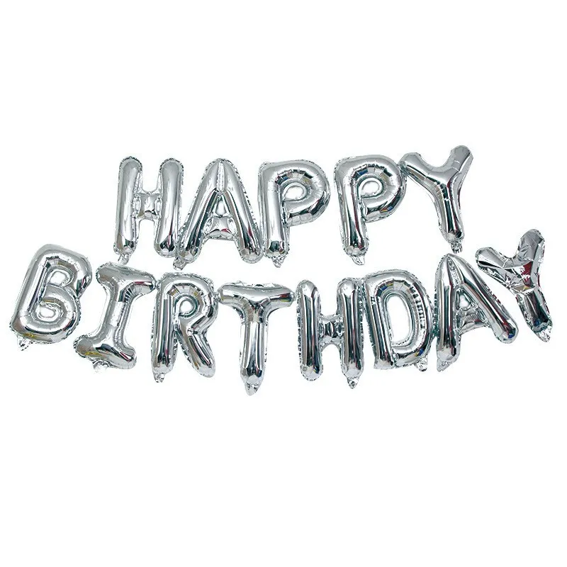 Фольгированные надувные шары буквы гирлянда Happy Birthday Silver Серебро высота 40 см 