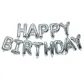 Фольгированные надувные шары буквы гирлянда Happy Birthday Silver Серебро высота 40 см 