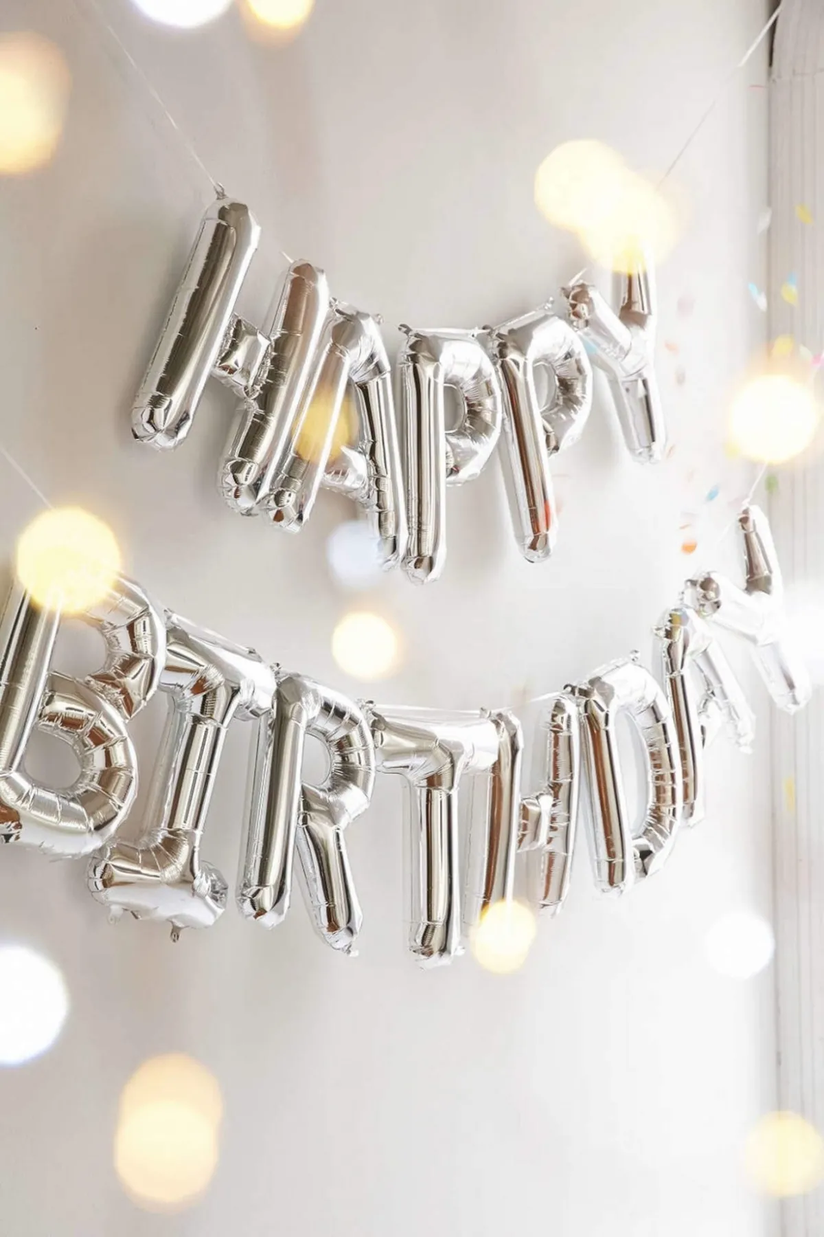 Фольгированные надувные шары буквы гирлянда Happy Birthday Silver Серебро высота 40 см 