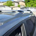 Фото 1: Багажник на рейлинги для Hyundai Tucson 2004-2010 Autovalom 5703 Серебристый (на фото пример установки на HYUNDAI TUCSON 2004-2010). Цвет: Серебряный.